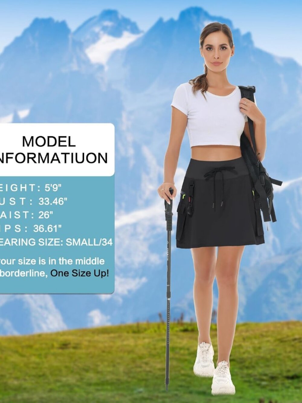 Skorts for Woman - Hiking Cargo Skorts with Zipper Pockets | High Waisted Quick - Picture 6 of 7
